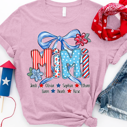 Patriotic Flag Flower, Custom Nickname Gift for Mimi and Kids