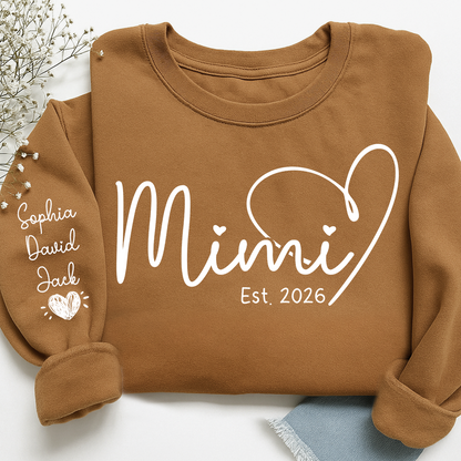 Personalized Heart Grandma Sweatshirt For Grandchild, Custom Name