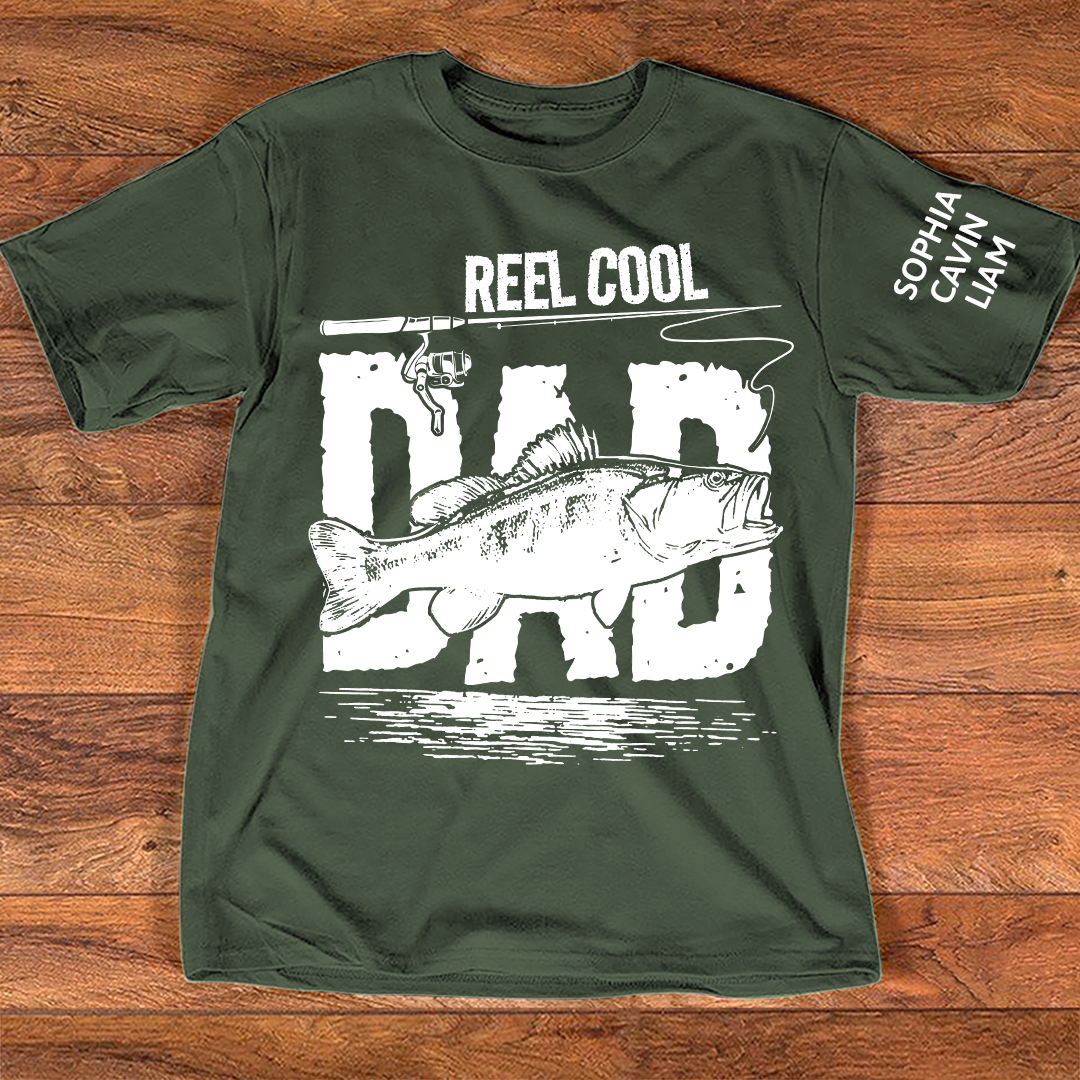 Reel Cool Papa Tee Fishing Lover Shirt Bass Fish Design Gift for Grandpa