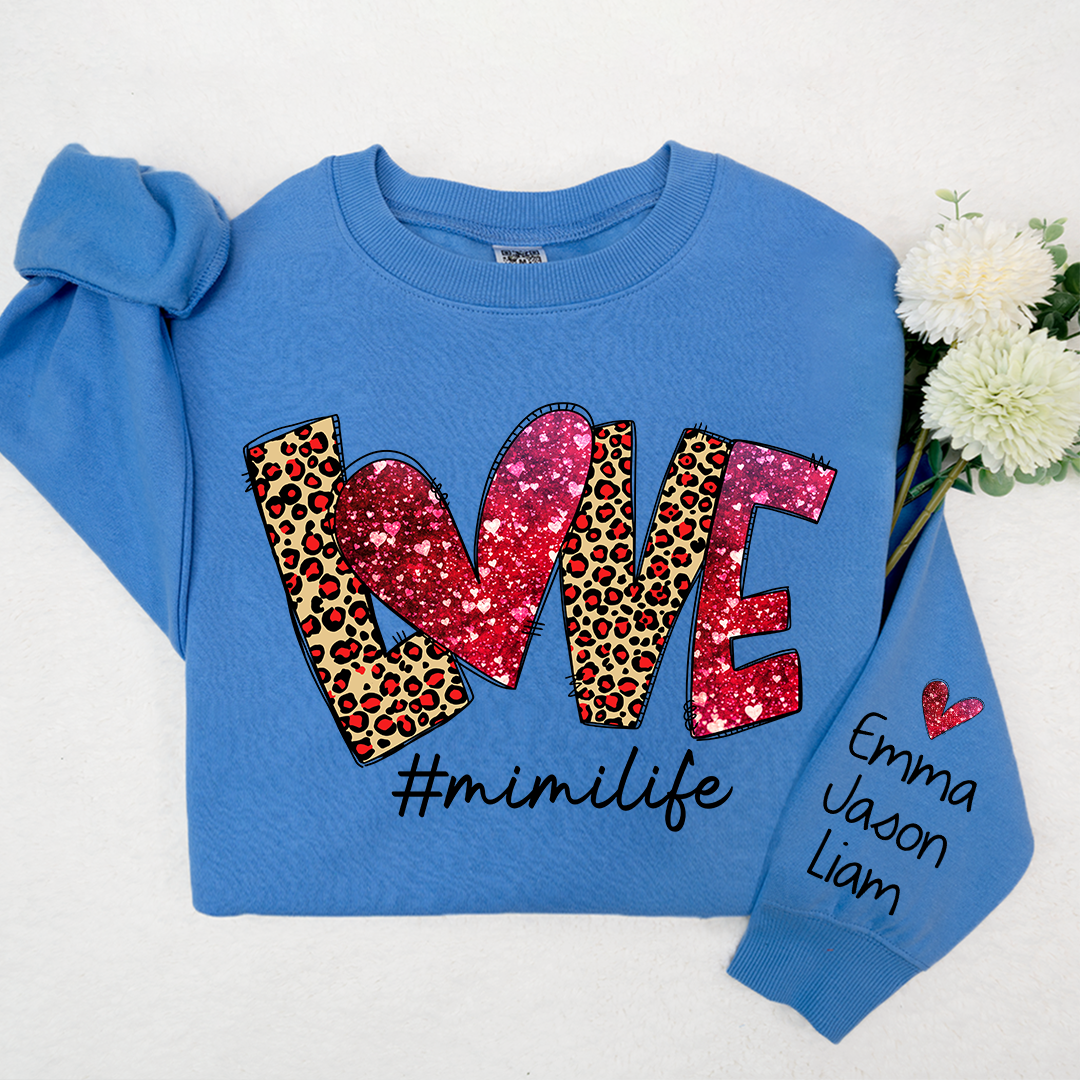 Love Leopard Mimilife, Custom Mimi With Kids, Grandma Gift TH Sweatshirt