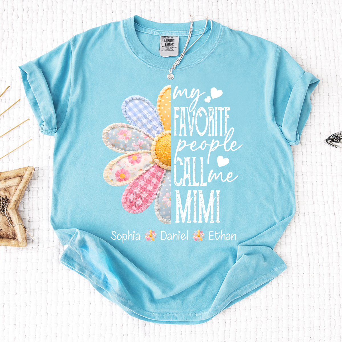 Comfort Colors Personalized Mimi Shirt Floral Design, My Favorite People Call Me Mimi Custom Family Names Tee