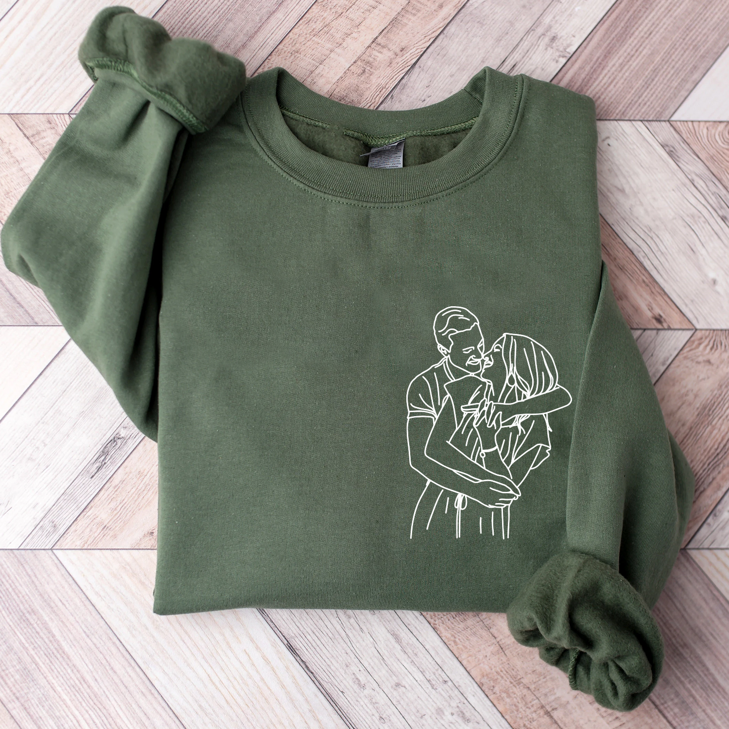 Custom Portrait From Photo, Couple Drawing, Personalized Family Portraits Embroidered Sweatshirt