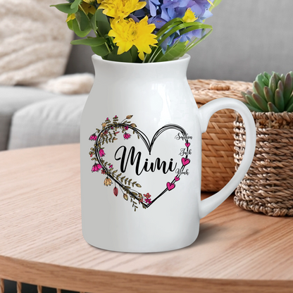 Heart Mimi And Kids - Custom Home Decoration Flower Vase According To Family Requirements - Warm Gift For Mother's Day, Ceramic Flower Vase
