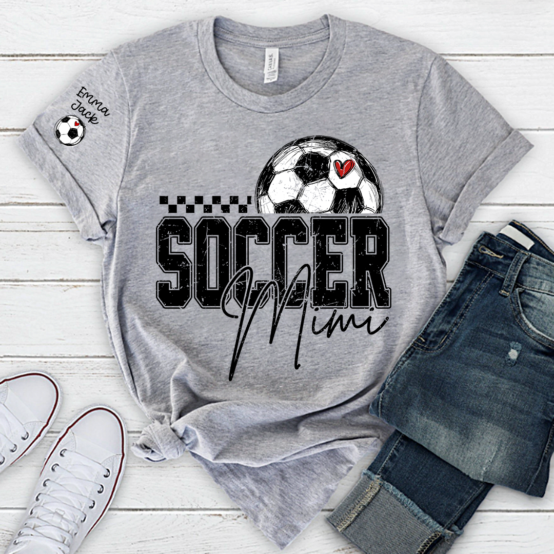 Soccer Mimi Shirt Personalized with Grandkids Names, Soccer Ball Graphic Family T Shirt