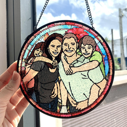 Custom Family Portrait, Transform Your Photos Into Art - Personalized Window Stained Glass, Custom Stained Glass