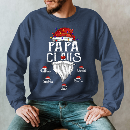 Hat Santa With Christmas Lights, Gift For Grandpa, Custom Give Papa And Kids Sweatshirt