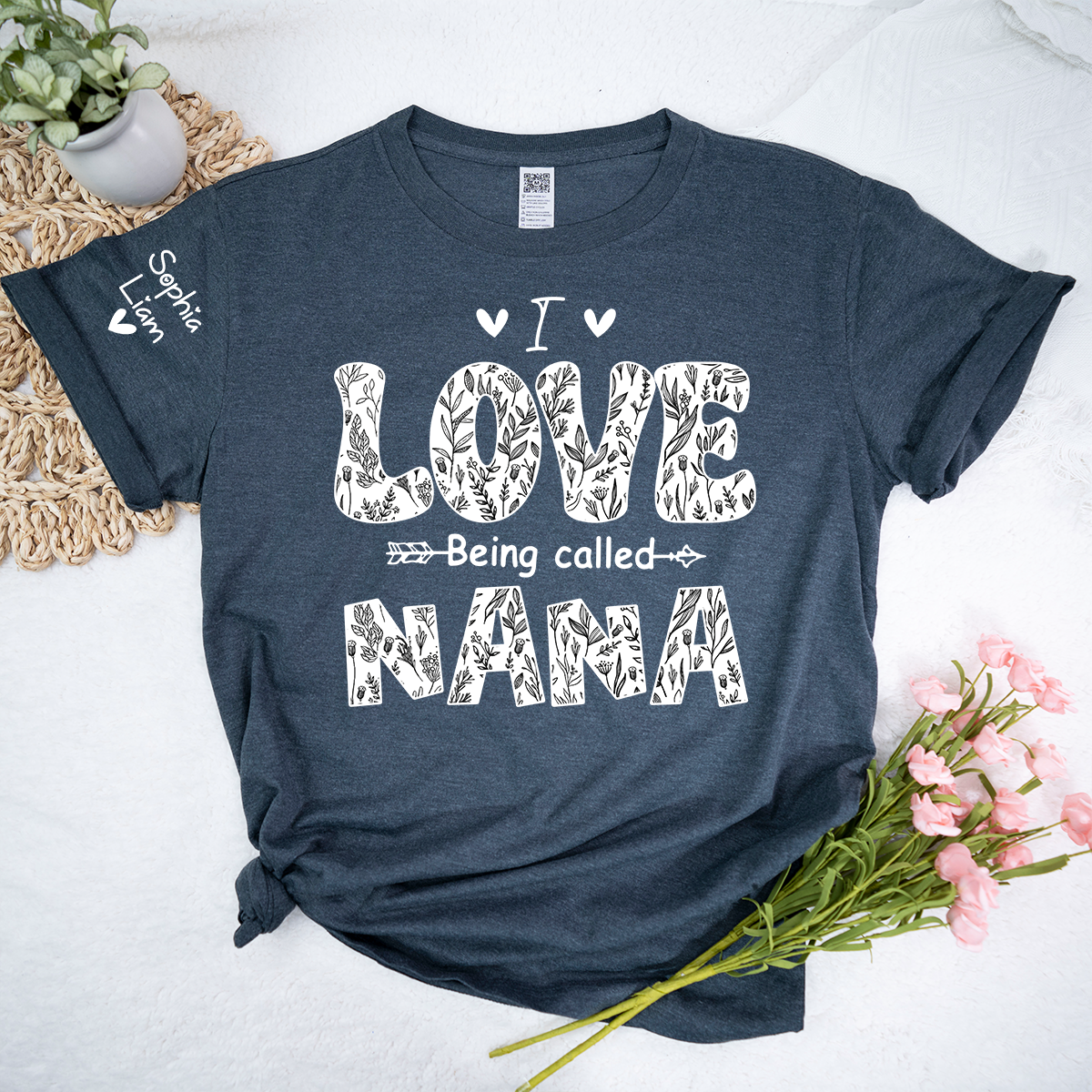 I Love Being Called Nana Shirt, Personalized Nana T Shirt with Kids Names on Sleeve, Cute Grandma Gift, Mothers Day Apparel