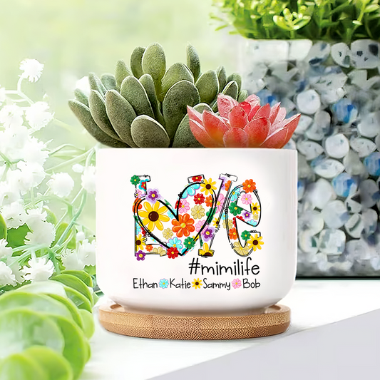 Colorful Love Daisy Grandma Plant Pot