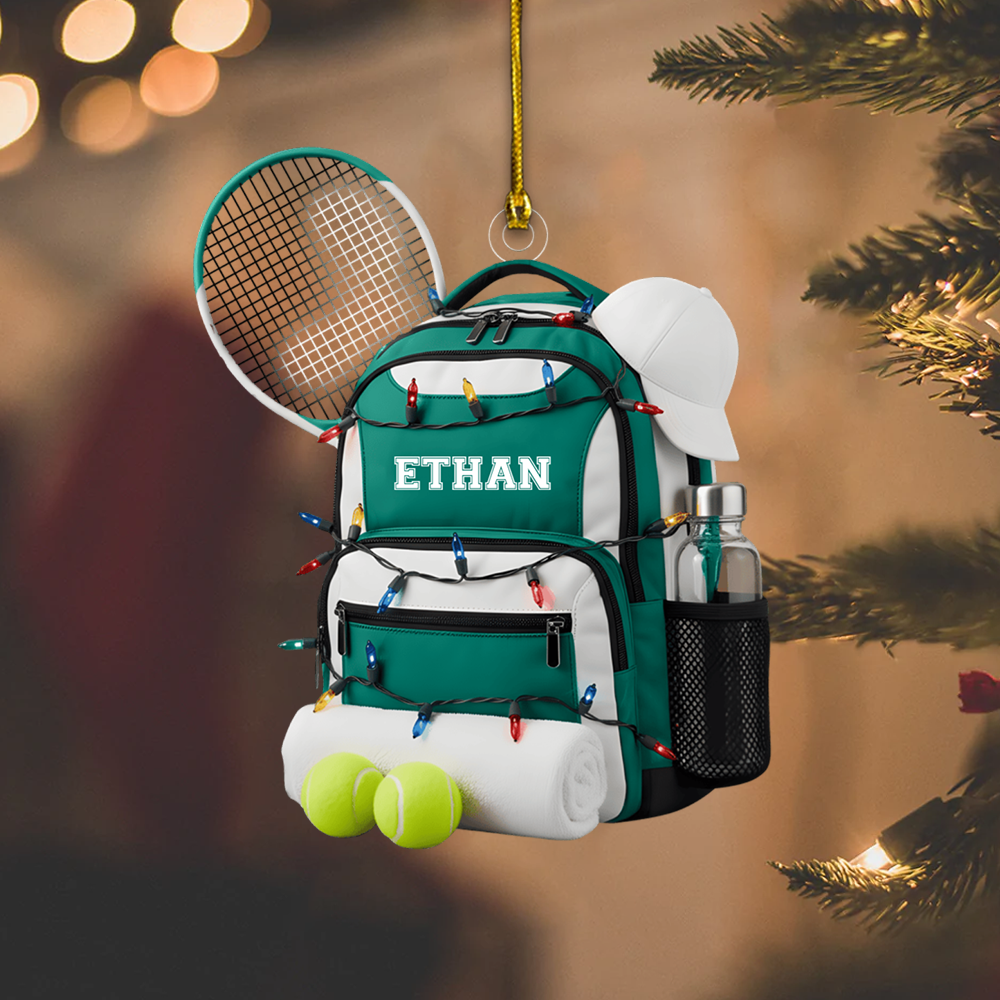 Personalized Tennis Bag Ornament 2025 – Custom Name Tennis Racket & Balls Ornament, Gift for Tennis Lovers Ornament