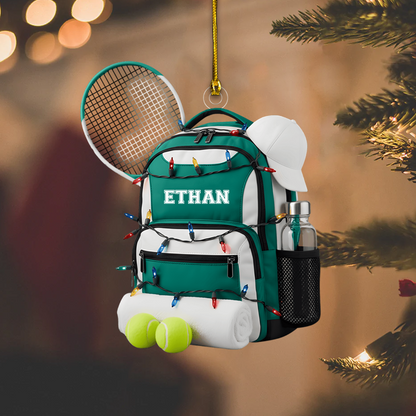 Personalized Tennis Bag Ornament 2025 – Custom Name Tennis Racket & Balls Ornament, Gift for Tennis Lovers Ornament
