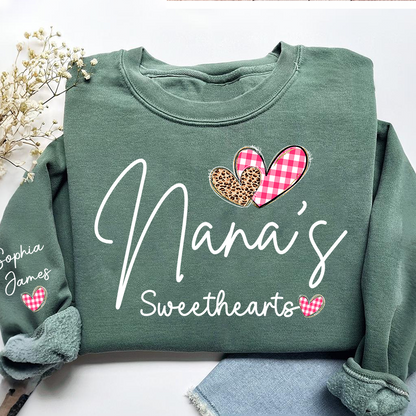 Custom Nana’s Sweethearts Sweatshirt, Valentine Gift for Grandma with Names