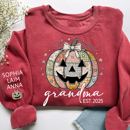 Personalized Floral Pumpkin Mimi Gifts, Floral Patchwork Mimi, Gifts for Grandma and Kids