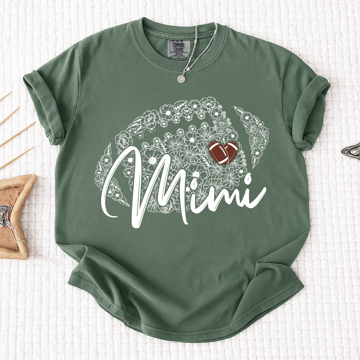 Comfort Mimi Football Shirt, Personalized Mimi T-Shirt with Floral Football Design