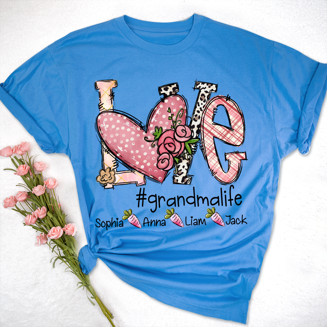 Love Heart Grandma Life Rainbow Easter Egg Bunny And Kids Carrot LTP01