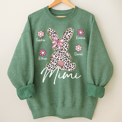 Personalized Nana Bunny Sweatshirt With Kids Names, Easter Gift For Nana