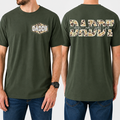 Daddy Camo Personalized T-Shirt – Custom Names Gift for Dad Daddy Papa
