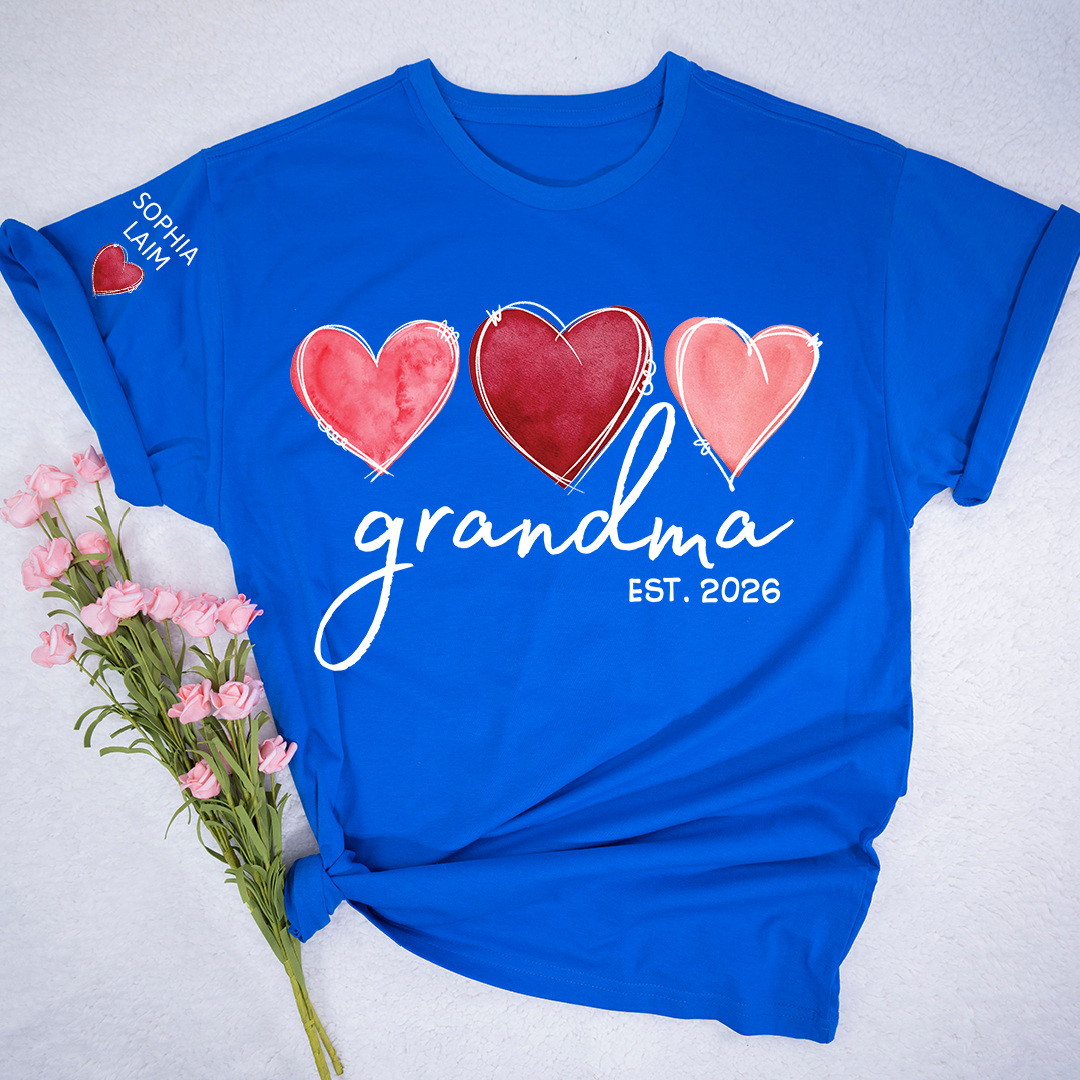Custom Grandma Valentine T-shirt, Heart Valentine Gifts For Grandma And Kids