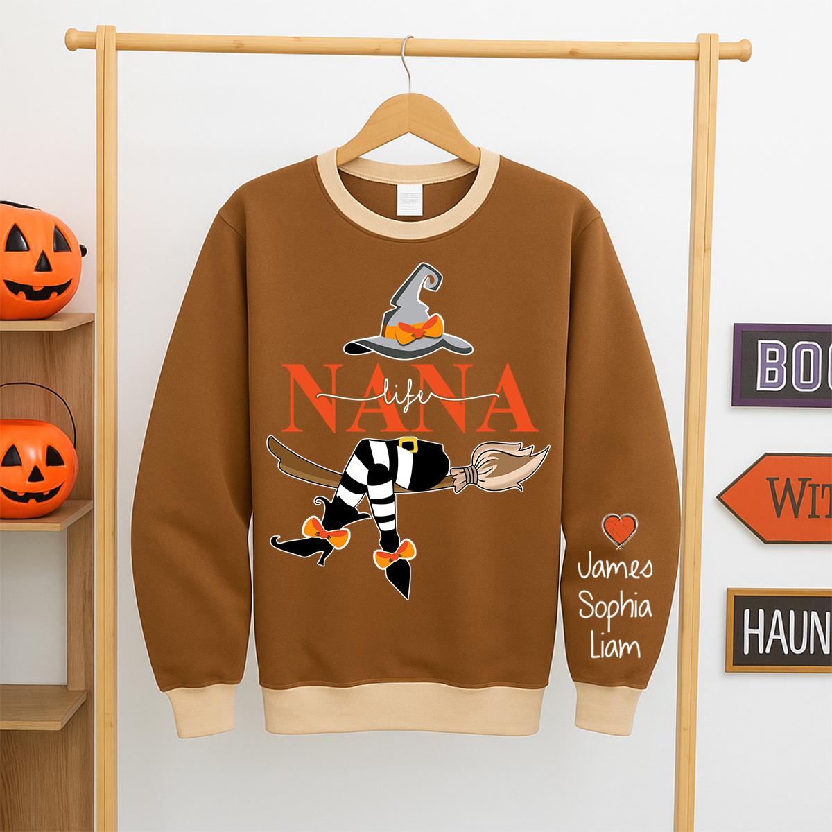 Personalized Nana Witch And Grandkids 2025 Sweatshirt Mix Sweatshirt Mix