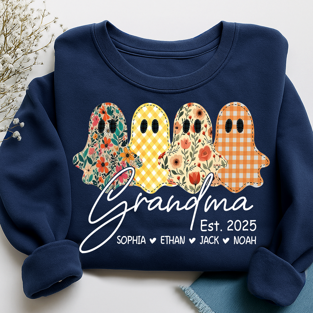 Custom Ghost Sweatshirt for Grandma, Halloween Grandma Est. 2025 Shirt