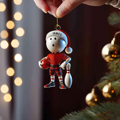 Personalized Bowling Player Ornament – Custom Name & Color Christmas Gift for Bowlers 2025 Ornament