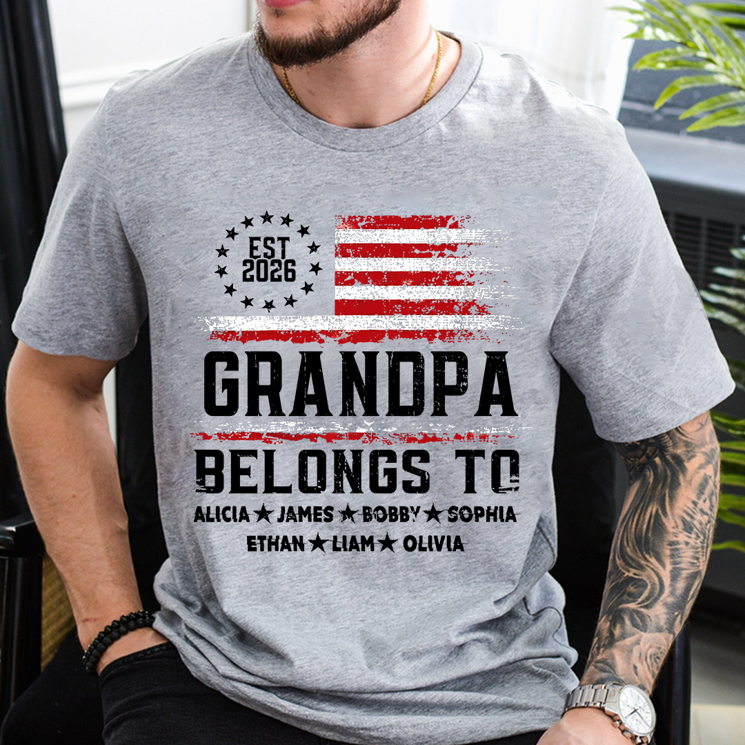 Custom Granpa Belongs To, Personalized Gift For Grandpa And Grandchildren, Patriotic Gift For Grandpa