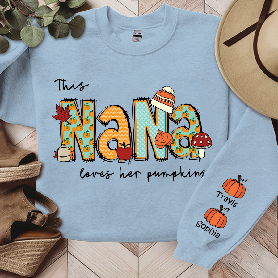 Personalized Nana Autumn Sweatshirt, This Nana Loves Her Pumpkins, Grandma Gift TH