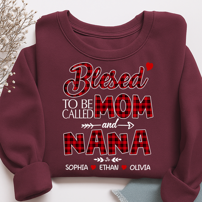 Christmas Mom And Grandma Shirt with Custom Kids’ Names, Cozy Holiday Gift