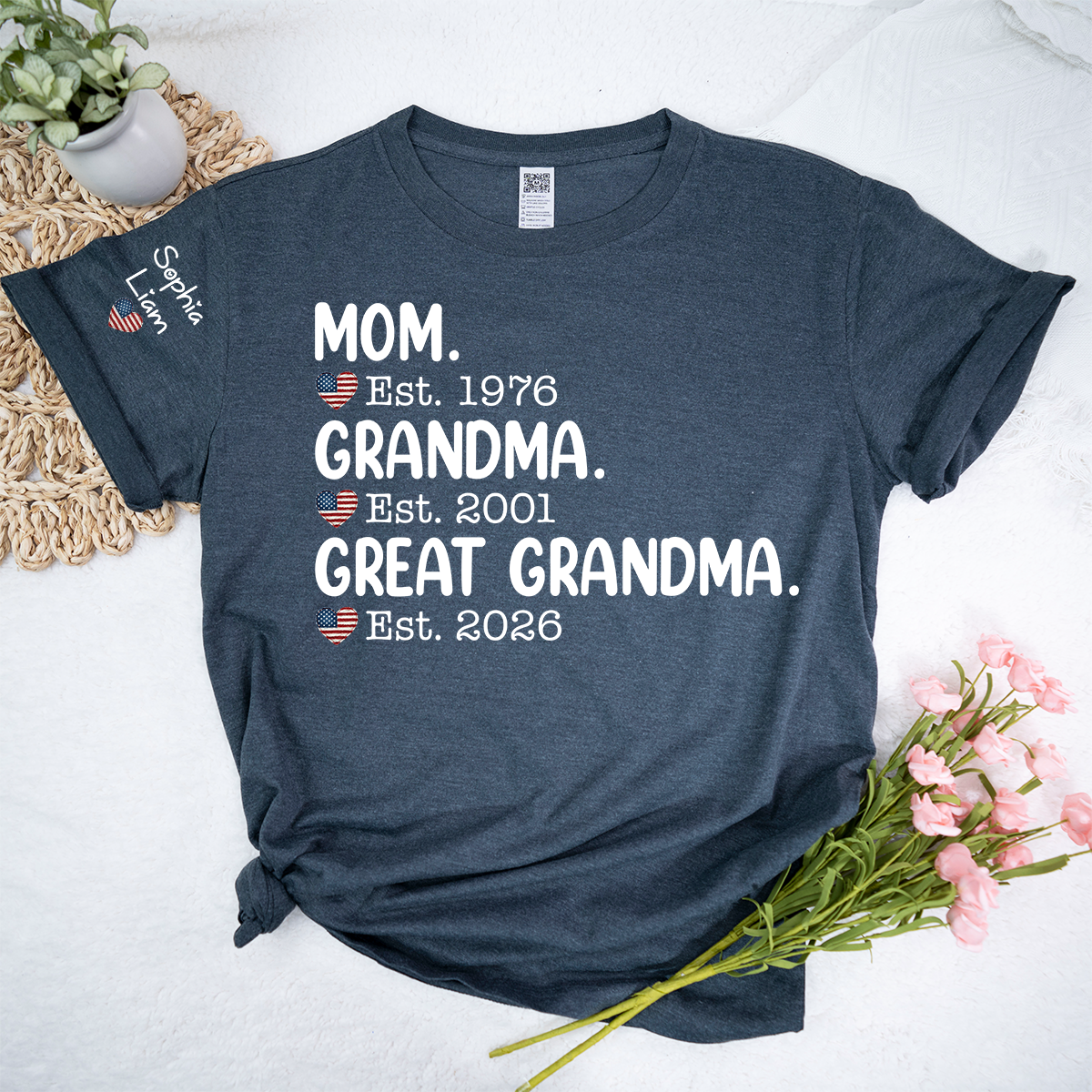 Mom Grandma Great Grandma T Shirt, Est Year Custom Shirt, Personalized Family Gift with Names, Meaningful Gift for Mother Grandmother