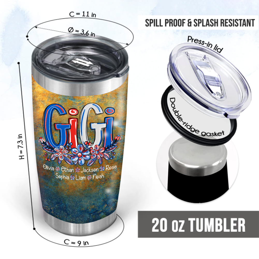 Personalized Water Cup, Personalized Overlay For Gigi And Kids. Portable Water Cup With Lid