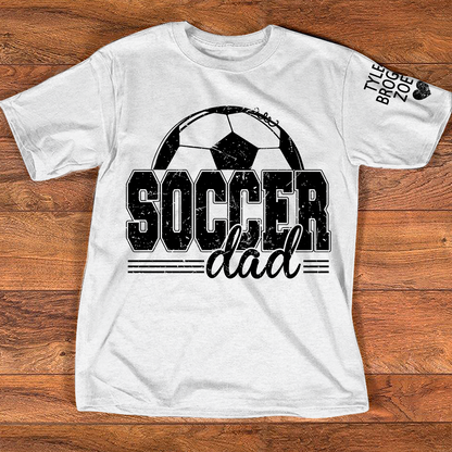 Personalized Soccer Dad T-Shirt, Soccer Papa with Names, Football Gift for Dad And Kids
