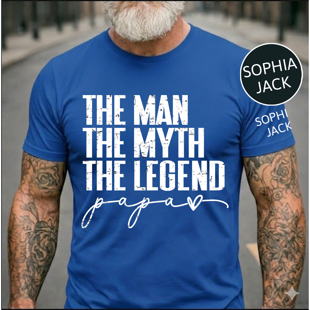 The Man The Myth The Legend Papa T-Shirt – Personalized Names Gift for Dad Fathers Day Birthday
