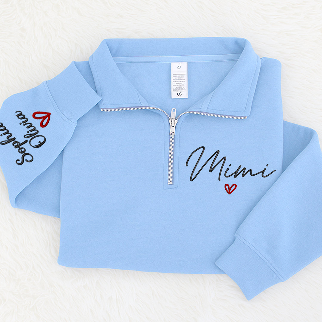 Personalized Hand Embroidered Mimi Sweater, Gift for Grandma and Grandchildren's Names