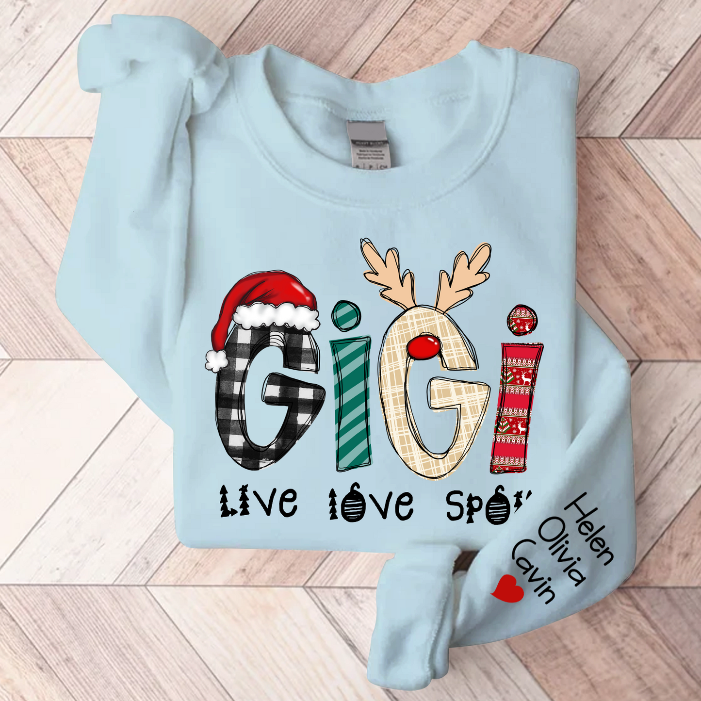 Gigi Live Love Spoil Christmas, Custom Gigi And Kids Sweatshirt