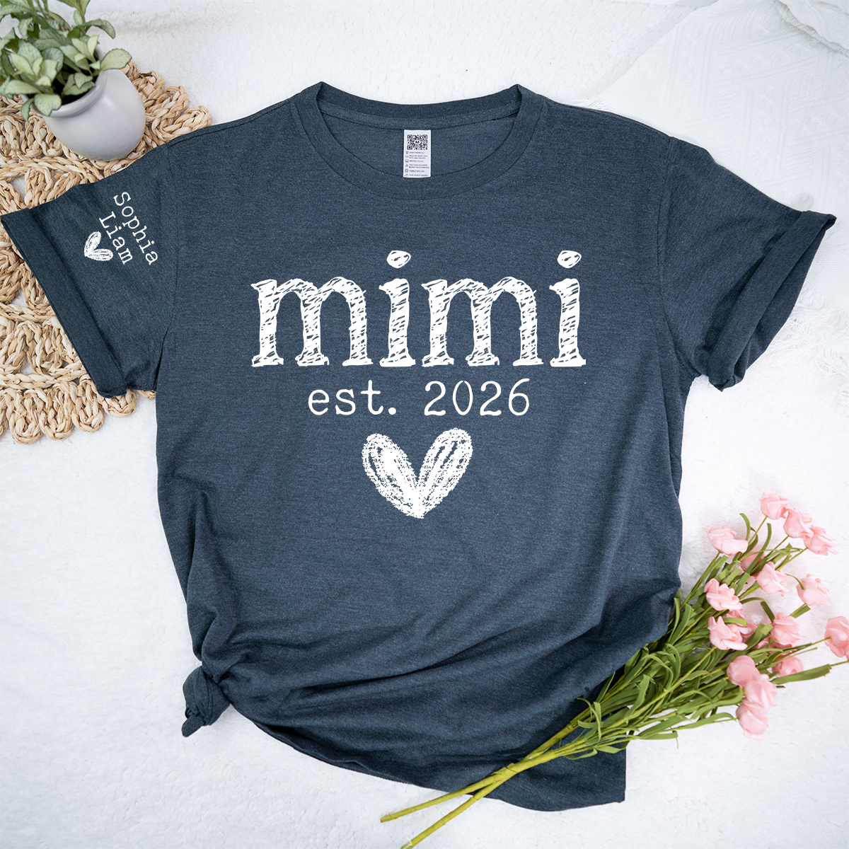 Mimi Est. 2026 Shirt, Personalized Mimi T Shirt, Custom Grandma Gift, Cute Heart Design for Mimi