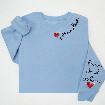 Valentine Glitter Heart Grandma And Kids LTP01