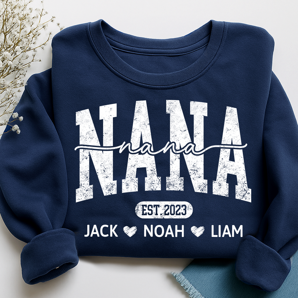 Nana Est And Grandkids Custom Sweatshirt As Gift For Grandmother And Grandchild