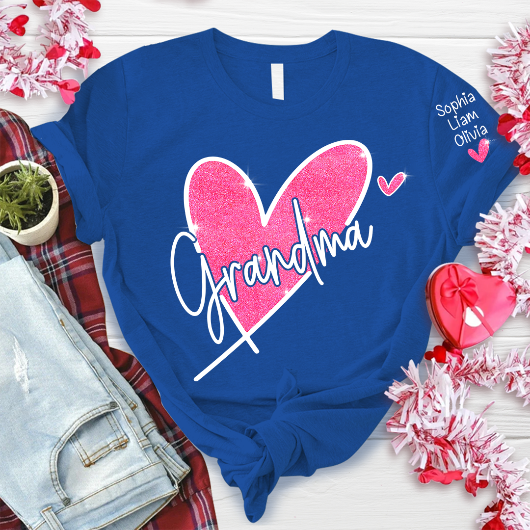 Glitter Heart Custom Grandma And Kids LTP01