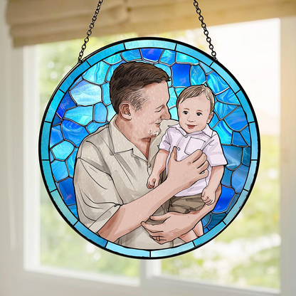 Personalized Grandma Portrait Suncatcher Stained Glass Window Hanging