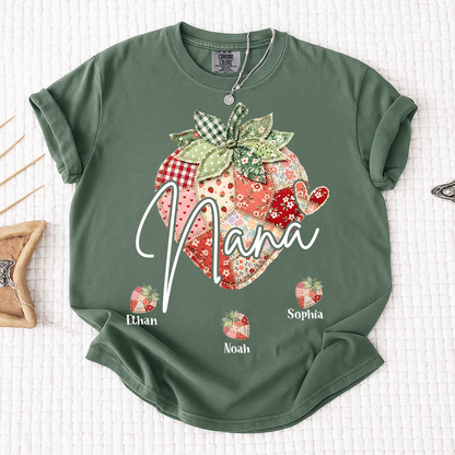 Comfort Colors® Nana Strawberry Graphic Tee, Fun and Sweet Personalized Grandma Shirt For Gift Nana And Kids