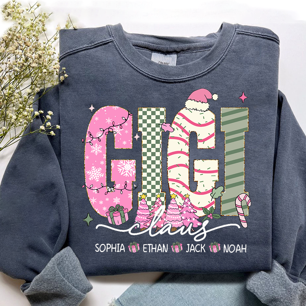 Christmas Mimi Sweatshirt, Custom Family Name Shirt for Grandma