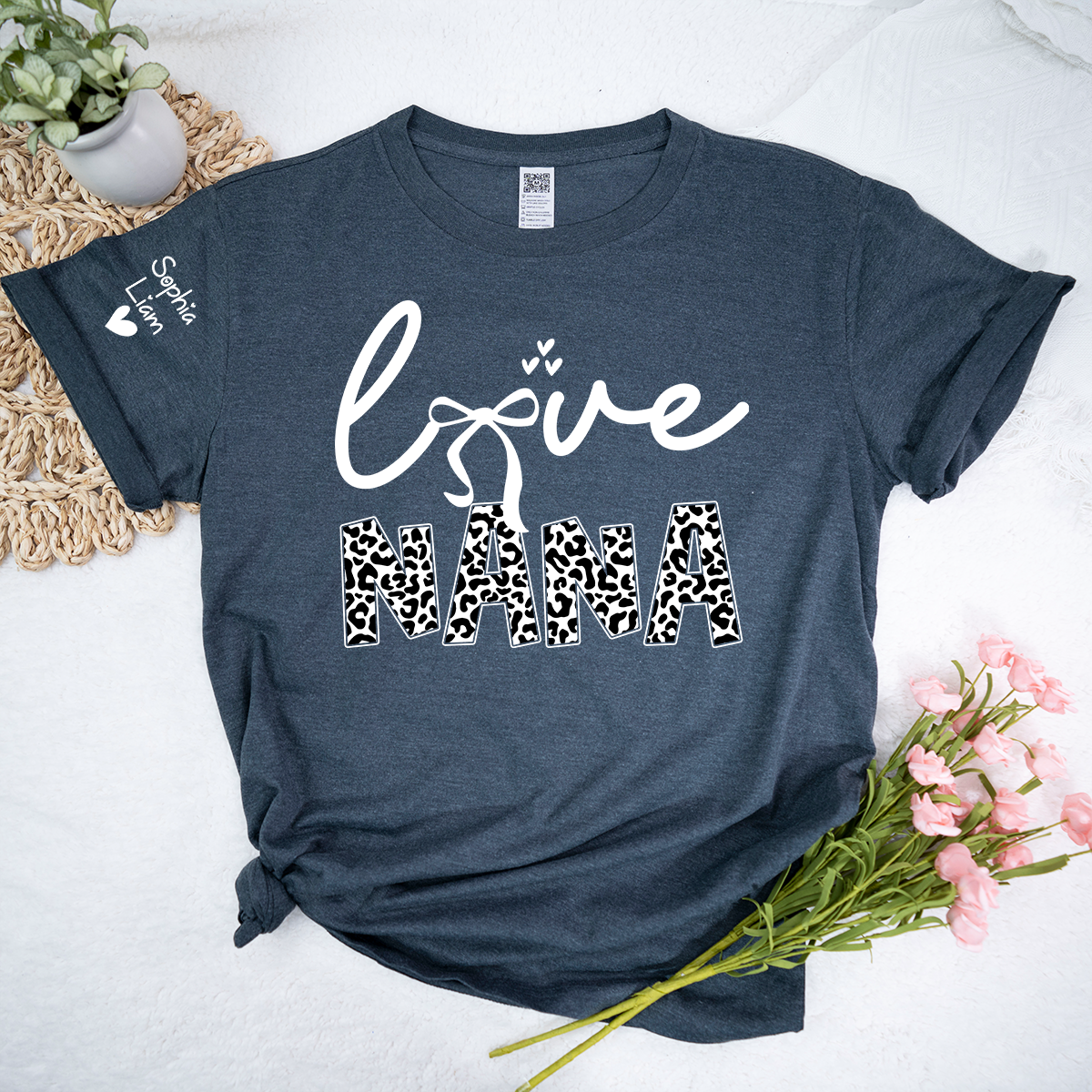 Love Nana Shirt, Cute Leopard Print Grandma Nickname T Shirt, Stylish Nana Apparel for Women, Meaningful Family Clothing
