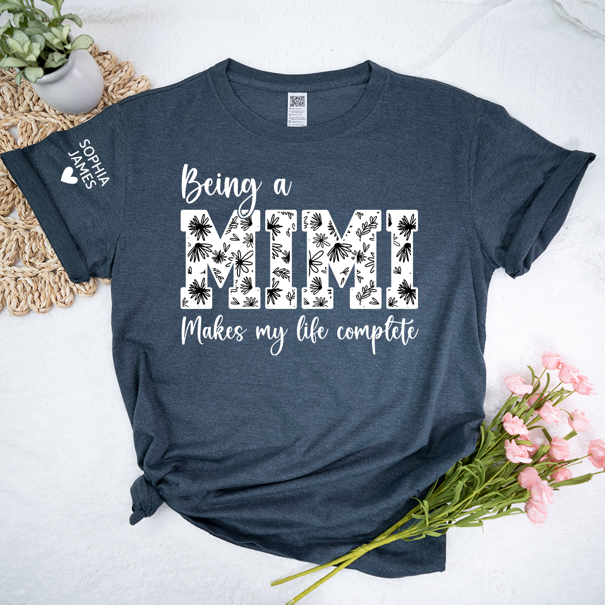 Being a Mimi Makes My Life Complete Shirt, Personalized Grandma T-Shirt, Cute Family Apparel for Mimi