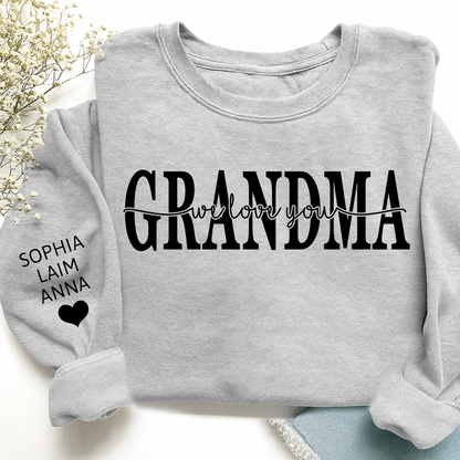 Grandma Sweatshirt Loved Beyond Measure, Personalized Grandma Crewneck with Grandkids Names, Minimal Family Style