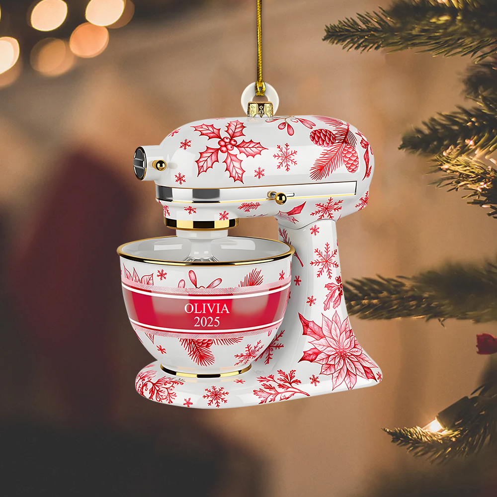 Personalized Mixer Ornament 2025 – Custom Name Baking Mixer Christmas Ornament Gift for Bakers & Chefs Ornament