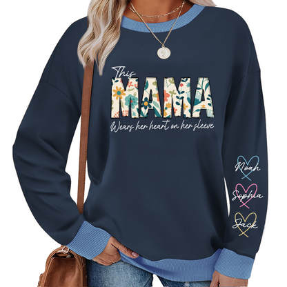 Personalized Wear Your Heart on Your Sleeve Sweatshirt MIX with Kids’ Names For Mom And Grandma Gift  Sweatshirt MIX