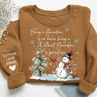 Being a Grandma Is an Honor Being a Great Grandma Is Priceless Sweatshirt, For Gift Grandma And Kids