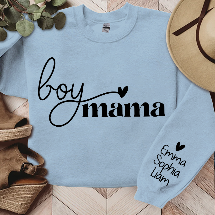 Boy Mama Sweatshirt, Custom Mama And Kids, Gift For Mom TH Sweatshirt
