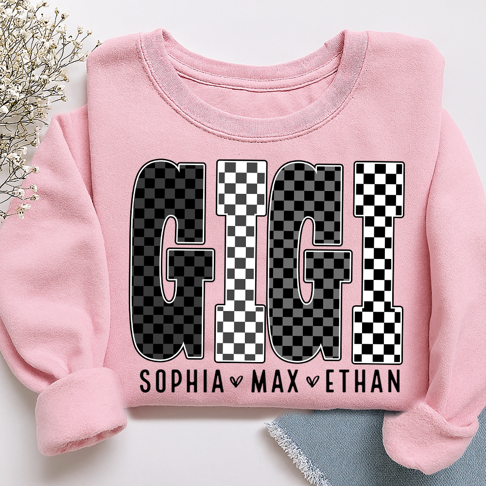 Black White Design, Custom Gift For Gigi And Her Grandchildren