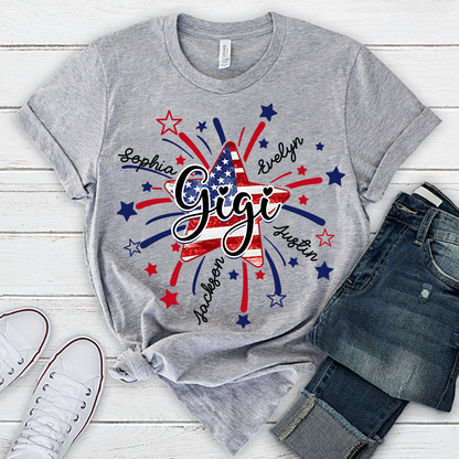 Personalized 4th Of July Grandma, Star Firework For Gift Grandma with Kid Names