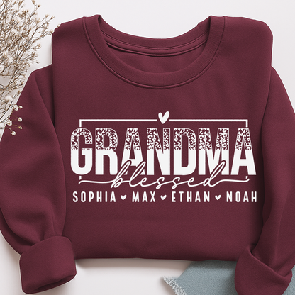 Personalized Blessed Grandma Heart Sweatshirt, Gift for Grandma and Kids
